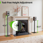 USX MOUNT Bookshelf Speaker Stands Pair, Height Adjustable Extends 32-42 inch for Rear Surround Sound Speakers, Floor Satellite Speaker Stands for Vizio Bose Sony JBL Klipsch Polk, Max Load 11 lbs