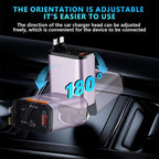 Retractable Car Charger,5 in 1 Fast Cars Phone Charger 60w,Bluetooth 5.3 FM Transmitter Adapter,Handsfree Call,MP3 Player,2 Retractable Cables and USB Chargers, for Phone,Galaxy,Pixel (Purple)