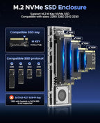 ORICO 40Gbps M.2 NVMe SSD Enclosure with Built-in Cooling Fan, Tool-Free External Hard Drive Enclosure, Support 2230 2242 2260 2280(M Key), Compatible with Thunderbolt 3/4 USB4/3.2/3.1/3.0/2.0-TCM2U4