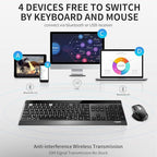 RAPOO Wireless Keyboard and Laser Mouse Combo,Multi Device (Bluetooth 4.0+3.0+2.4G) Keyboard and Mouse Set,Ultra-Slim Computer Keyboard Compact Design for Windows/Android/Mac OS