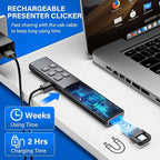 Presentation Clicker with Air Mouse - USB C Wireless Presenter Remote Clicker with Laser Pointer, RF 2.4GHz PowerPoint Clicker for Presentation, Computer Pointer Clicker Slide Advancer for Mac,Laptop