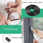 Window Screen Spline, 0.16" x 120ft Screen Retainer Spline for Window Screen Replacement, Black, Tooltriz