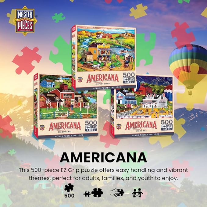 MasterPieces - 500 Piece Jigsaw Puzzle, Large EZ Grip Shapes, The Bird’s Nest, Fun for Adults, Seniors, Family, Kids, 19.25" x 26.75"