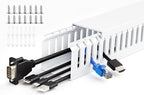 ZhiYo 66in(4X L16.5in) Professional Server Rack Cable Management Raceway, H2in x W2in Cable Raceway Kit, Electrically Safe PVC Open Slot Wire Raceway for Under Desk/Computer/Network Cords, White