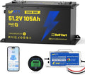 48V(51.2V) 105Ah LiFePO4 Lithium Golf Cart Battery with 48Volt 15A Charger Built-in 200A BMS & Bluetooth, Range of 70 Miles 600A Peak Current for Golf Cart Deep Cycles Batteries Kit