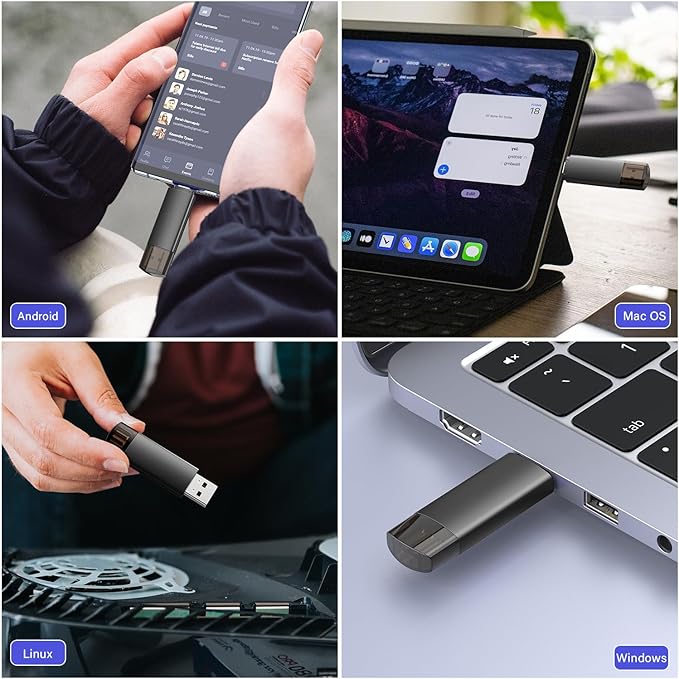 32GB USB C Flash Drive Dual USB 3.0 Flash Drive Type C + USB A Portable Type-C Flash Drive 2-in-1 USB-C Thumb Drive for Smartphone Tablet Computer Mac iPhone 15 Black(2 Pack)