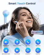 Wireless Earbuds Bluetooth 5.3 Headphones, 40Hrs Playback Stereo Ear Buds with LED Display Charging Case IPX7 Waterproof in-Ear Earphones with Mic for Phone Tablet Laptop Sports, Blue