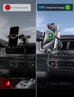 Wireless Car Charger, MOKPR 15W Fast Charging Auto Clamping Air Vent Car Phone Holder with LED Light Car Charger for iPhone 16 15/14/13/12 Pro Max Plus, Samsung S23/S22/S21,etc