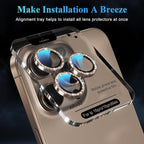 YWXTW Designed for iPhone 16 Pro/iPhone 16 Pro Max Camera Lens Protector Bling, [New Glitter Design] Individual Metal Tempered Glass Camera Cover Accessories Case Friendly (Desert Titanium)