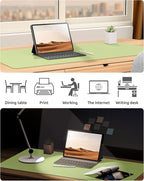 YSAGi Leather Desk Protector, Office Mat, Large Mouse Mat, Non-Slip PU Leather Blotter, Laptop Desk, Waterproof Writing Pad for Office and Home (Peak Green, 35.4" x 17")