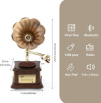 Vintage Style Wooden Record Player with Bluetooth, USB, AUX, FM Radio and Built-in Speakers (109HJ-1)