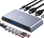 BENFEI 12-in-1 USB Type-A/USB Type-C Docking Station with Dual HDMI Display/6*USB Ports/SD/TF Card Reader/Gigabit Ethernet Network/3.5mm Female Headphone Jack Compatible with Windows and Mac