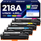 218A Toner Cartridge Set 4-Pack with Chip Replacement for HP 218A 218X Compatible with Color Laserjet Pro 3201dw MFP 3301cdw 3301fdw 3301sdw Printer Ink Black Cyan Yellow Magenta W2180A W2181A W2182A