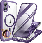 Miracase Magnetic for iPhone 16 Plus Case Full-Body Phone with Built-in Glass Screen Protector, [Compatible with MagSafe] Military Drop Proof 16 Plus Cover 6.7 inch, Purple