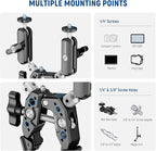 NEEWER Heavy Duty Super Clamp with Two 360° Dual Ball Head Magic Arms, 1/4" 3/8" Screw Threads, Phone & Action Camera Mount Adapter for Flat/Round Surface Compatible with GoPro DJI Insta360 DSLR