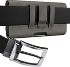 PiTau Holster for iPhone 16 & Pro 16e 15 15pro 14 14pro 13 13pro 12 12pro 11 11pro XR XS X, Samsung Galaxy S25 S24 S23 S22 S21 S20, Cell Phone Belt Holder Clip Case, Men's ID Card Pouch, Pewter Medium