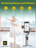 3-axis Gimbal Stabilizer for Smartphone w/ 1/4 Thread Foldable Phone Stabilizer for Recording, Built-in Fill Light, Smartphone Gimbal w/RGB Light for iPhone 15/14 Vlogging(Smart X Kit Grey)