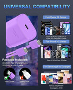 Phone 16 15 Charger Fast Charging,16 Pro Charger,30W USB-C Fast Charger Block & 6.6Ft USB C to C Fast Charging Cord for Phone 16 15 Pro/16 15 Pro Max/15 Plus,Pro 12.9,Samsung Galaxy S24 Ultra,Purple