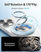 SYNCWIRE Magnetic Phone Ring Holder for MagSafe, 360° Rotation Dual Sided Magnet Grip Cell Phone Ring Stand Finger Kickstand Compatible with iPhone 16 15 14 13 12 Pro Max fits MagSafe - Blue