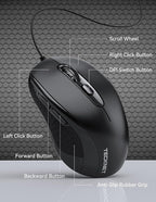 TECKNET Wired Mouse (Black)