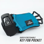 Noxgear Hand Held Phone Holder - Handheld Grip Phone Holder with Key Fob & Card Slot for Running, Jogging & Working Out - Compatible with All Phones - Machine Washable (Noxgear Blue, Right Hand)