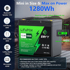 12V 100Ah LiFePO4 Battery, High Density 100Ah Lithium Battery 12v with 100A BMS, VoltMeter, 5000+ Rechargeable Deep Cycle Marine Battery for RV, Boat, Kayak, Trolling Motor, Golf Cart (Mini Size)