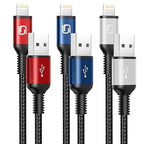 iPhone Charger Cable [Apple MFi Certified] 3Pack 6FT USB-A to Lightning Cable Nylon Braided Fast Charging Cord Compatible with iPhone 14/13/12/11 Pro Max/XR/XS/X/8/7/Plus/6S iPad/iPod/AirPods