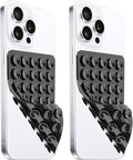2 Pack Silicone Suction Cup Phone Case Mount Double Sided, Hands-Free Strong Grip Silicon Phone Holder, Non Slip Phone Accessories for Selfies and Videos (Black)