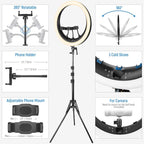 NEEWER 19 inch Ring Light with Stand, 3 Phone Holders and Mini Ball Head, Upgraded 2.4G & Touch Control, Smooth Dimming at 1%, 3200K-5600K for Selfie TikTok Live Streaming Video Recording Zoom, RP19H