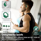 Wireless Earbuds 75hrs Bluetooth 5.4 Headphone Sport, 2025 Bluetooth Earbuds Stereo Deep Bass Over Ear Bud with Earhooks, ENC Noise Cancelling Mic, IPX7 Waterproof Earphone, Dark Green