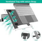 Laptop Wall Mount, 2-in-1 Gas Spring Wall Holder with Vented Tray for 12"-17" Notebook/13-32 Computer Screen, Full Motion Adjustable Wall Mount Laptop Stand Holds 3.3-17.6lbs