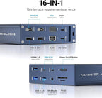 ACASIS USB C Docking Station Dual Monitor, 16-in-1 Laptpop Docking Station with 2* HDMI,VGA,2.5G Ethernet,SD/TF,10Gbps USB-C 3.1,3.5mm Audio,PD100W,USBC Hub for MacBook/Dell/Lenovo/HP/ThinkPad (Gray)