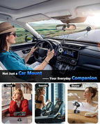 Vacuum Magnetic Car Phone Holder for Magsafe [89+LBS Suction & 3200gf Magnetic] 360° Adjustable Ultra Suction Cup Phone Holders for Your Car/Gym/Mirror, Car Mount for iPhone & Android (Black)