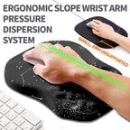 Ergonomic Slope Mouse Pad Wrist Support, Wrist Rest Mousepad for Carpal Tunnel Pain Relief with Massage Bulge and Slow Rebound Memory Foam (12x8 inch, Galactic System)