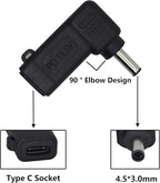 90W PD Power Charger Connector Adapter USB C to 4.5mm Laptop Charging Adapter Type C Female to DC 4.5 x 3.0mm Male Plug PD Power Charger Connector for H-P/De-ll[DP-4530]