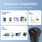 60W Car Charger USB C Fast Charge, Aluminum Dual Port Cigarette Lighter Adapter, Car Phone Charger for iPhone 16/15/14 Pro Max Plus, iPad, Samsung Galaxy S24/S23/S22 & More