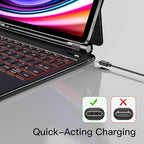 Magentic Keyboard Case for Samsung Galaxy Tab S10 FE/S9 FE 5G 10.9", Tab S9/S8/S7 11", Backlit Wireless Bluetooth Magic Keyboard Case Cover Stand Multi-Touch Trackpad LED Power Display-Black