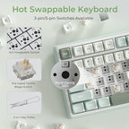 RK ROYAL KLUDGE R98 Pro Creamy Mechanical Keyboard, 96% Wired Gaming Keyboard RGB Backlit with Number Pad and Volume Knob, Gasket Mount, MDA Profile PBT Keycaps, Hot Swappable Pre-lubed Tactile Switch