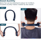 CIVPOWER Neck Fan: Portable Personal Neck Cooling Rechargeable Bladeless Fan - Hands Free 3 Speed 4000 mAh Battery USB Operated Wearable Headphone Design - for Men Women Outdoor Indoor (Dark Blue)