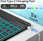 DTTO for iPad 9th/8th/7th Generation 10.2" Case 2021/2020/2019 with Keyboard, 7 Colors Backlit Wireless Detachable Keyboard Premium Leather Folio Cover with Pencil Holder & Pocket, Blossom