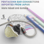 BASN Bmaster5 in Ear Monitors, 1DLC Diaphragm+4BA 5 Drivers IEM Earphones with Silver-Plated OFC Cable, Noise Isolation Wired Earbuds for Musicians (Starlight Gold)