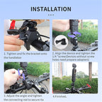Action Camera Clamp Mount Bike Handlebar Mounts,Universal Compatible with DJI Pocket 3 /Action 5 Pro/Osomo 360, for Insta360 X5/X4 Series, Fit for Light/Other Sports Action Camera Clip Adapter Holder