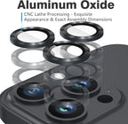 AGVEE 3+3 Camera Lens Protector for iPhone 15 Pro 6.1" / 15 Pro Max 6.7", Brushed Metal Ring 9H Tempered HD Glass Camera Protector Cover Film, Black