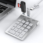 Wired USB C/A Number Pad - Numeric Keypad & Hub with 3 USB2.0 Ports - Portable Slim 18 Key Number Keypad Keyboard for Laptop PC Pad Surface MacBook, Wired Numeric Keypad with Type C & USB Cable 1.6Ft