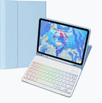Keyboard Case for Galaxy Tab S6 Lite 10.4 Inch 2024/2022/2020, Slim Lightweight 7 Color Rainbow Backlight Detachable Magnetic Bluetooth Keyboard Cover with S Pen Holder,Sky Blue