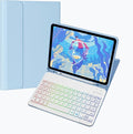 Keyboard Case for Galaxy Tab A8 10.5 Inch 2022, Slim Lightweight 7 Color Rainbow Backlight Detachable Magnetic Keyboard Cover with S Pen Holder,Sky Blue