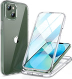 Miracase Compatible with iPhone 13 case 6.1 inch, 2023 Upgrade Full-Body Glass Clear Case Bumper Case with Built-in 9H Tempered Glass Screen Protector for iPhone 13,Clear