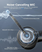 Wireless Headset with AI Noise Cancelling Microphone Bluetooth Headset - Bluetooth V5.2 Headphones with USB Dongle & Mic Mute for Computer/Laptop/PC/iPhone/Android/Cell Phones