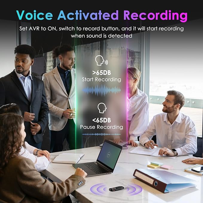 64GB Digital Voice Recorder, Vandlion Recording Device with AI Noise Reduction, 1536Kbps Crystal Audio & Password Protection for Conference/Lectures/Classroom/Interviews