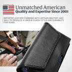 Turtleback Belt Clip for iPhone 16 Pro, 16e, 15 pro 14 Pro 13 Pro -Large- Fits w/Defender Bulky Style Cases, Premium Black Leather, Horizontal Belt Holder, Magnetic Closure HD Rotating Belt Clip